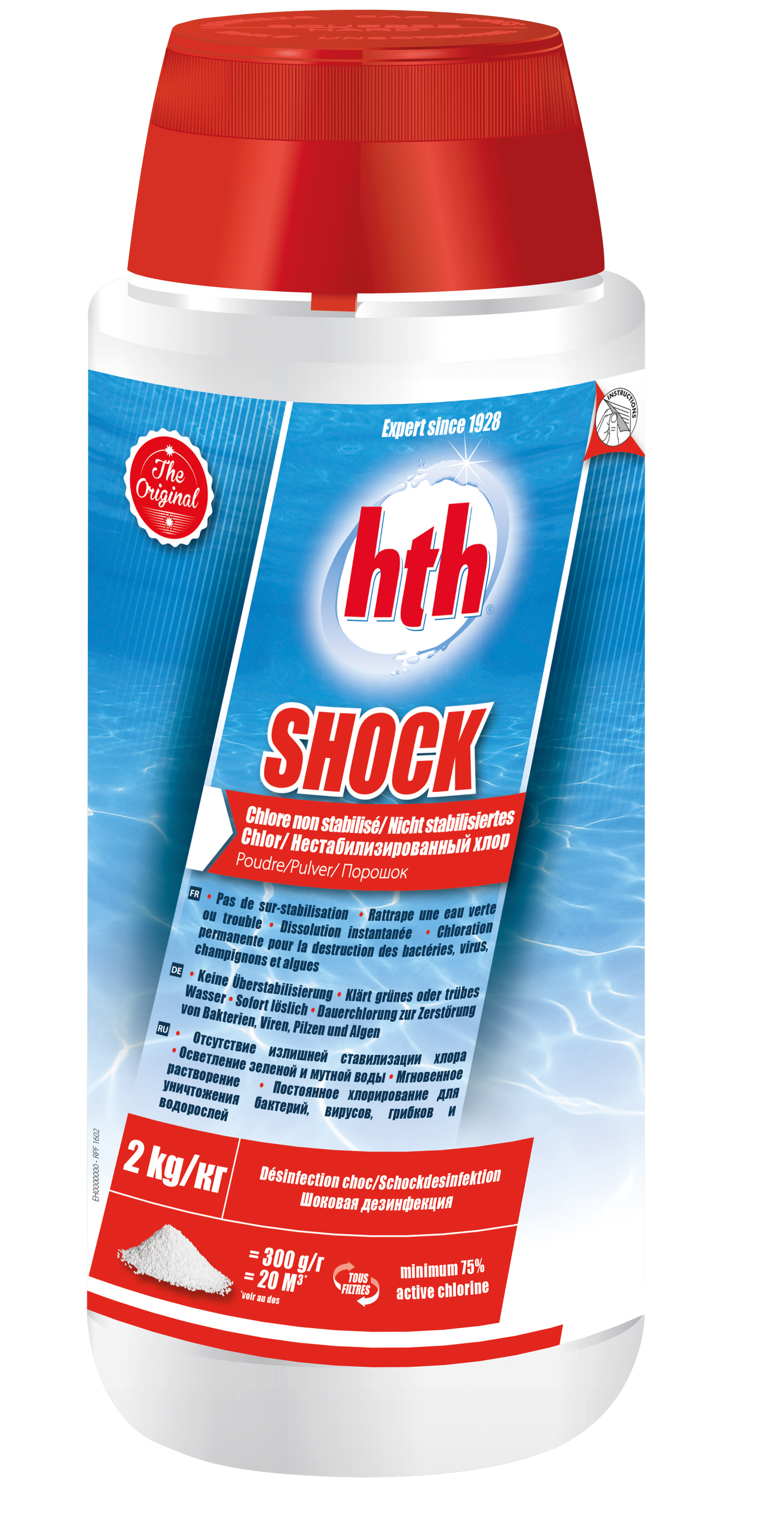 hth® SHOCK POUDRE - hypochlorite de calcium - 2kg